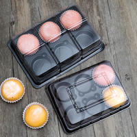 Boîte alimentaire rectangulaire transparente en PET personnalisable pour 6 pâtisseries feuilletées au jaune d'œuf, garniture de mochi neige de beauté à la viande séchée, épaisseur personnalisable