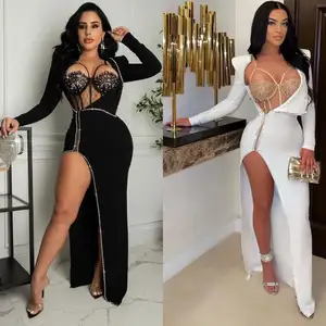 Estilo quente Conjunto Sutiã de Renda Lingerie Dos Namorados 2022 Clube Duas peças Cristais Vestido De Festa Vestido Sexy Boate Vestidos Das Mulheres Dos Namorados