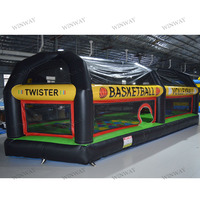 Structure de jeu gonflable tout-en-un de qualité commerciale pour le basketball et le volleyball, idéale pour les fêtes en plein air, pour enfants et adultes, à louer