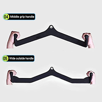 HALA-BA3-SET Haute Qualité Home Gym Attachement Workout V Hook & Triceps Curl Bar Fitness Equipment Grip Handle Cable Attachment