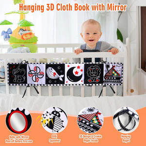 Mes premiers livres sensoriels éducatifs précoces <span class=keywords><strong>en</strong></span> <span class=keywords><strong>tissu</strong></span> non toxique à fort contraste noir et blanc pour bébés et tout-petits, <span class=keywords><strong>livre</strong></span> <span class=keywords><strong>en</strong></span> <span class=keywords><strong>tissu</strong></span> doux pour bébé - Product Image 5