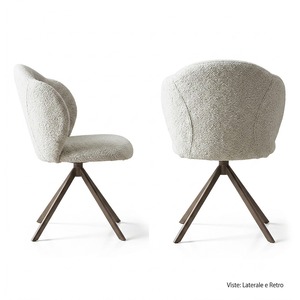Fauteuil pivotant Puka en tissu bouclé avec base bronze pour salon - Product Image 1
