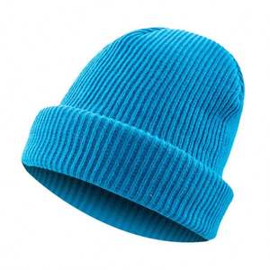 Custom logo <b>Small</b> Order Unisex Autumn Winter Beanie Thick Solid Color Knitted Beanie - Product Image 4