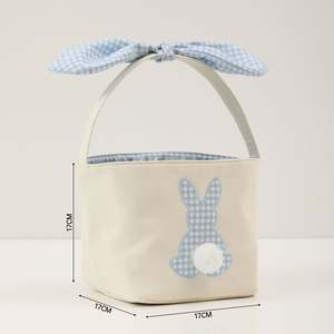 Cesta de Regalo Personalizada con Diseño a Cuadros para Pascua, Bolsa de Conejito de Pascua a Cuadros, Cestas de Pascua con Diseño Gingham - Product Image 6