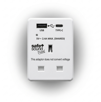 Adaptateur de prise EU vers UK 13A 250V avec protection contre les surtensions, chargeur USB A et Type-C, homologué UKCA CE EMC RoHS pour les voyages et l'utilisation industrielle