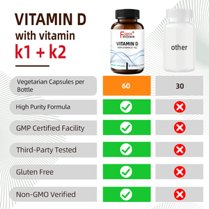 Supplément de Vitamine D de Haute Qualité Shecome avec K1 K2 pour la Santé des Os, 60 Capsules de Vitamine D pour Adultes - Product Image 2