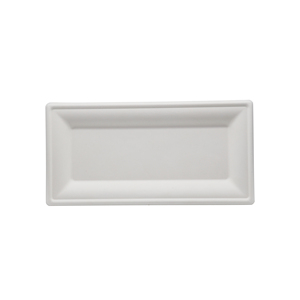 Thương mại 10x5 inch dùng một lần hình chữ nhật tấm trắng thân thiện với môi sợi mía số lượng lớn thực phẩm container bên compostable - Product Image 1