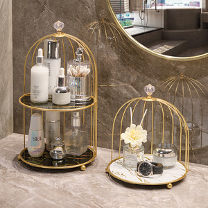 Birdcage Storage Rack 3 Tier Marble Top Cosmetic Organizer <b>Desktop</b> Bathroom Kitchen Toilet Makeup Storage - Product Image 4