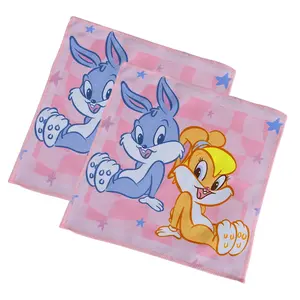 Cartoon Gedrukt Absorberend Snel Droog Custom Ontwerp Microfiber Kleine Vierkante Cadeau Handdoek