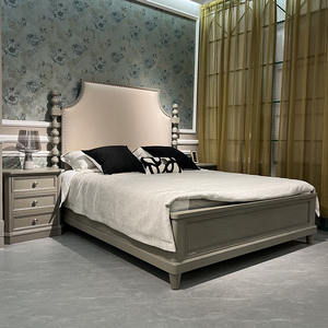 Cama Doble Minimalista de Estilo Europeo, Madera Maciza, Tela de Lino y Algodón, Ahorro de Espacio, Moderna, Cama Suave para Dormitorio Familiar, Cama de Matrimonio - Product Image 2