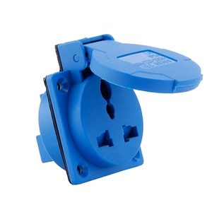 Màu xanh Nhà ở phổ IP54 công nghiệp <span class=keywords><strong>220V</strong></span> -250V điện tử 3pins 10A ổ cắm chống thấm nước cắm cho đường sắt - Product Image 5