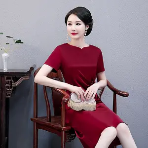Chinese Red Chinese Style Long Dress Qipao Dress For Wedding