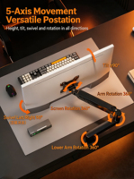 Support d'écran pliable réglable noir avec inclinaison à 90 degrés en alliage d'aluminium, installation sur bureau, capacité de charge de 10 kg, neuf