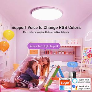 Giá tốt nhất tuya 24W RGB + CW Dimmable đèn Wifi + bule Vòng Trần đèn điều khiển bằng giọng nói tuôn ra gắn kết với ứng dụng cho phòng khách - Product Image 1