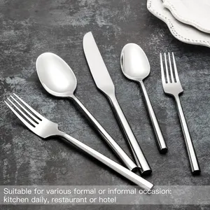 Cutlery Wholesale 5 Pieces Heavy Weight Thick Handle Cutlery Wedding Restaurant Stainless Steel Flatware Set