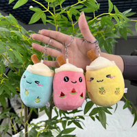 Vente en gros 12cm Kawaii tasse à café en peluche Boba thé fruits pendentif peluche doux écologique mignon bulle thé porte-clés breloque