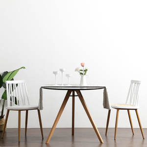 Nordic Style Round Dining <b>Table</b> With <b>Solid</b> <b>Wood</b> Legs White Stable For Living Room And Home Use - Product Image 3