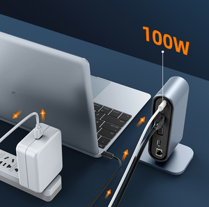 Hub USB-C 12 en 1 4K pour 2.0 30Hz VGA 100W PD USB 3.0 RJ45 SD/TF Station d'accueil multiport en aluminium électrique - Product Image 3