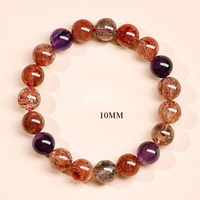 Bracelet en pierres naturelles Super Seven Or Noir, Améthyste, multi-pierres, bijoux en cristal, cadeau pour petite amie, meilleure amie
