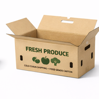 Cartons d'expédition de produits en carton ondulé robuste, boîtes d'emballage de qualité alimentaire avec poignées, ventilation et impression personnalisée