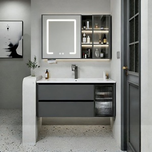 Customized honeycomb aluminum bathroom cabinet ceramic integrated basin intelligent <b>mirror</b> cabinet bathroom vanity - Product Image 3