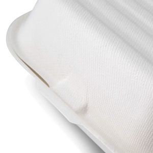 Boîtes d'emballage pour hamburgers en canne à sucre blanches, biodégradables, écologiques et adaptées aux aliments, 15x15cmx8cm, pour usage quotidien - Product Image 2