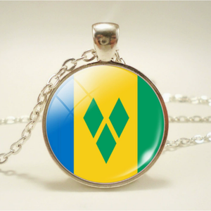 Collier drapeau de Saint-<span class=keywords><strong>Vincent</strong></span>-et-les-Grenadines, bijoux de la série drapeaux du monde, collier Time Gem, accessoires pour adultes, souvenir - Product Image 1