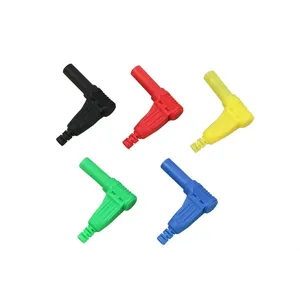 4mm Male Right Angle Insulation Wire Solder Type DIY Banana Plug Connectors Multimeter Test Red Black Blue Green Yellow