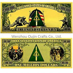 Banconota Commemorativa in Foglia d'Oro da Un Milione di Dollari della Marina USA, Carta Stampata UV Placcata in Oro 24K, Souvenir delle Forze Speciali - Product Image 1