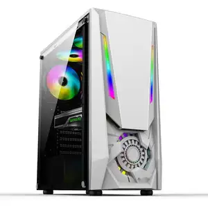 Casing PC Komputer Kafe Internet Gaming RGB Kaca Tempered Micro ATX Kustom Desain Baru Grosir