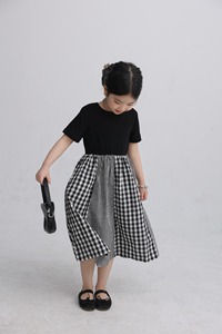 2025 mùa xuân và mùa hè quần áo trẻ em mới cô gái Nhật Bản kẻ sọc Chắp Vá Váy trẻ em váy CHA mẹ-con - Product Image 5