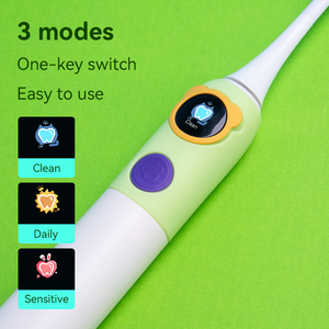 2025 nuevo mejor pantalla LCD recargable temporizador inteligente Sensor de presión IPX7 silicona niños cepillo de dientes eléctrico sónico - Product Image 2