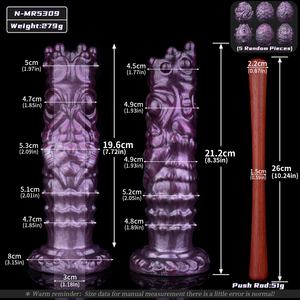 N-MR5309 Monster Hollow Dildo Fantasy Ovipositor avec 6 œufs en silicone et bâton en <span class=keywords><strong>bois</strong></span> pour jeu anal vaginal, pose d'œufs, jeu BDSM pour adultes - Product Image 6