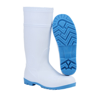 Les abattoirs utilisent des bottes de pluie à semelle bleue bottes de pluie en PVC à tige blanche bottes de pluie étanches à l'eau
