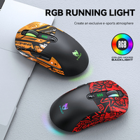 Souris de jeu T-WOLF X5 filaire/sans fil/BT, trois modes, souris de jeu sans fil instantanée S205, souris de jeu RGB rétroéclairée 6D, 12800 DPI pour ordinateur portable PC