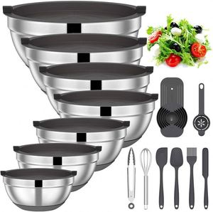 Bowls with Lids Stainless Steel Mixing Bowls for Baking Cooking and Serving Food Nesting Metal Bowls for Space <b>Saving</b> Storage - Product Image 2