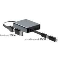 Câble de données USB 4-en-1 extensible en forme de livre, charge rapide 66W, compatible ISO, Micro USB, Type C, avec logo personnalisé