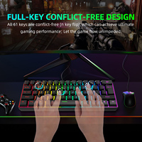 Múltiples combinaciones de colores 61 teclas USB con cable RGB 60% Juegos de computadora Teclados negros pequeños