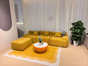 Sofá Seccional Modular en Forma de L de 3 Plazas, Color Naranja, con Otomana, Marca VANBOW - Product Image 6