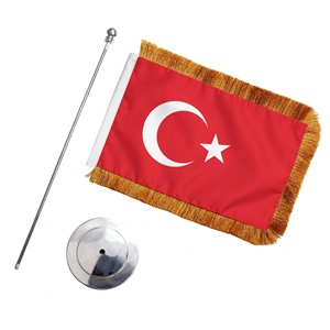 Bandiera da Tavolo Personalizzata della Turchia 14x21cm con Frange Dorate e Base in Metallo a Vite, Sublimazione all'Ingrosso, Decorazione per Ufficio per il Giorno della Repubblica del 29 Ottobre - Product Image 3