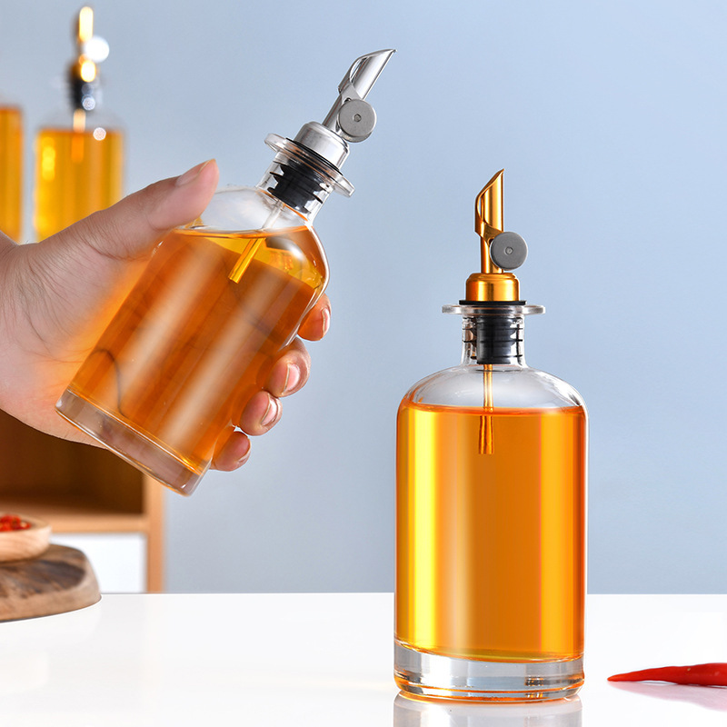 350ml 500Ml  Oil and Vinegar Dispenser with Metal Pour Spout Weighted Pourer Glass Bottle Dispenser for Kitchen Olive Oil Cruet