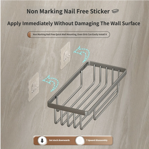 Étagère murale de salle de bain en gros, support de rangement pour articles de toilette, organisateur de douche sans perçage - Product Image 5