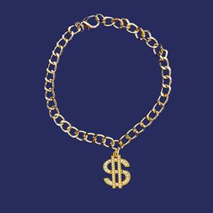 Collier pour animaux de compagnie style cubain, accessoires de bijouterie, chaîne en or avec pendentif dollar serti de diamants - Product Image 4