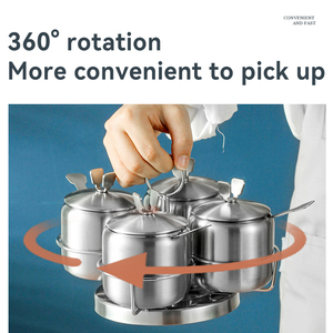 Ensemble de bouteilles à épices en acier inoxydable de qualité alimentaire, salière de cuisine domestique avec cuillère, boîte à épices pour huile de piment - Product Image 6