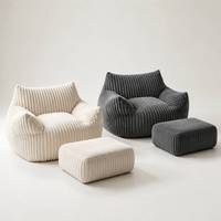 Fauteuil pouf en velours côtelé doux avec repose-pieds, canapé paresseux surdimensionné pour chambre et salon, vente en gros