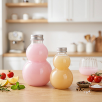 Bouteille en plastique PET transparente vide en forme de gourde de 200 ml et 500 ml avec bouchon à vis en aluminium pour jus, lait, thé et autres boissons