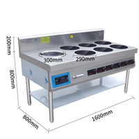 Table de cuisson à induction professionnelle pour la cuisson à feu doux de soupes, la préparation de nouilles de riz par sauté, avec 6 petites et 1 grande plaque de cuisson, et four infrarouge concave