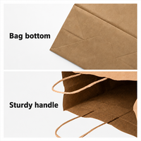 Sac en papier kraft avec logo personnalisé, fond plié renforcé, adapté aux aliments, pour les cafés et les restaurants