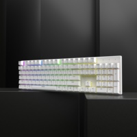 Clavier de jeu LED mécanique blanc en gros d'usine, clavier d'ordinateur LED 104 touches, 25 touches anti-ghosting