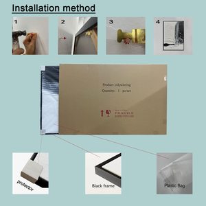 Décoration intérieure prête à être accrochée 100%, <span class=keywords><strong>Art</strong></span> mural peint à la main, paysage de rue abstrait, toile carrée faite à la main, peinture murale <span class=keywords><strong>avec</strong></span> <span class=keywords><strong>cadre</strong></span> - Product Image 5